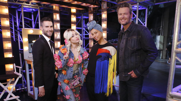 Adam Levine, Miley Cyrus, Alicia Keys, Blake Shelton -- (Photo by: Trae Patton/NBC)