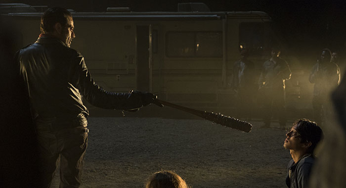 Jeffrey Dean Morgan as Negan, Steven Yeun as Glenn Rhee - The Walking Dead (Gene Page/AMC)