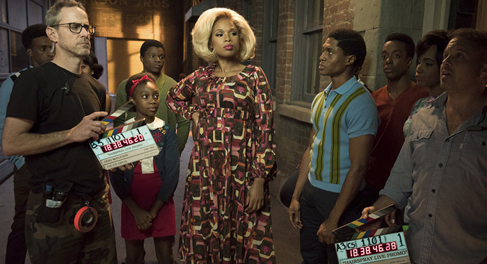 HAIRSPRAY LIVE! behind the scenes Shahadi Wright Joseph, Jennifer Hudson, Ephraim Sykes (Colleen Hayes/NBC)