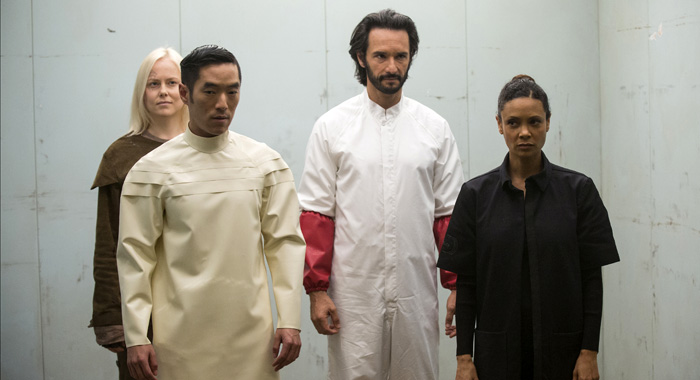 Westworld Episode 10: Ingrid Bolso Berdal, Leonardo Nam, Rodrigo Santoro, Thandie Newton. (John P. Johnson/HBO)