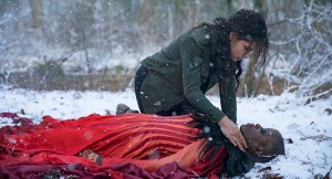 Emerald City - Adria Arjona as Dorothy, Florence Kasumba as Wicked Witch Of The East -- (Photo by: David Lukacs/NBC)