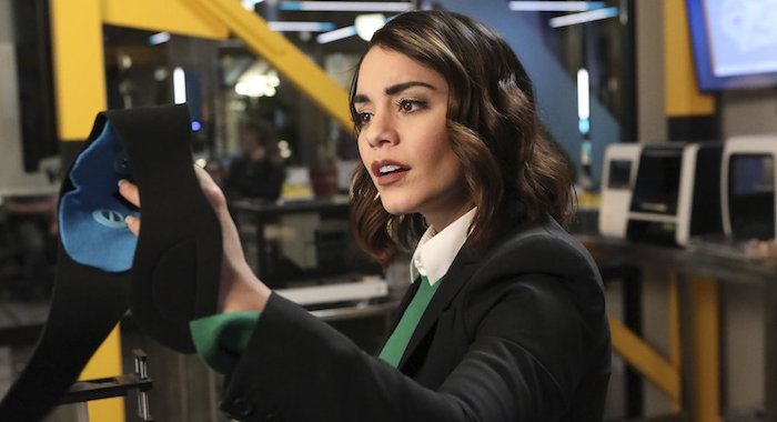 POWERLESS -- "Wayne or Lose" Episode 102 -- Pictured: Vanessa Hudgens as Emily -- (Photo by: Evans Vestal Ward/NBC)