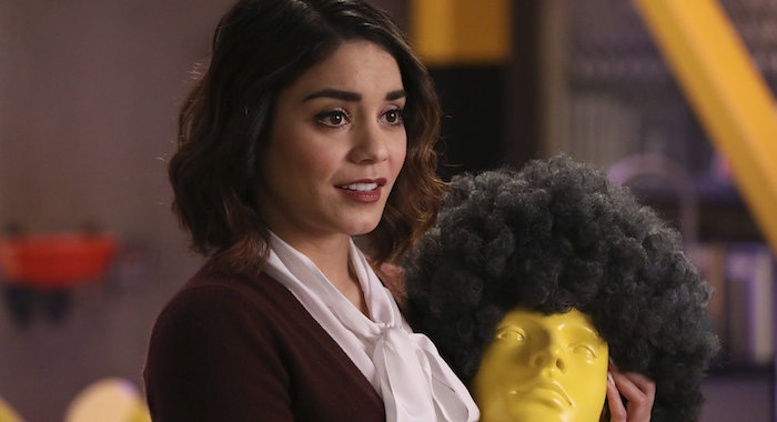 POWERLESS -- "Wayne Dream Team" Episode 103 -- Pictured: Vanessa Hudgens as Emily -- (Photo by: Evans Vestal Ward/Warner Bros/NBC)