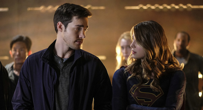 Chris Wood as Mike/Mon-El and Melissa Benoist as Kara/Supergirl (Robert Falconer/The CW)