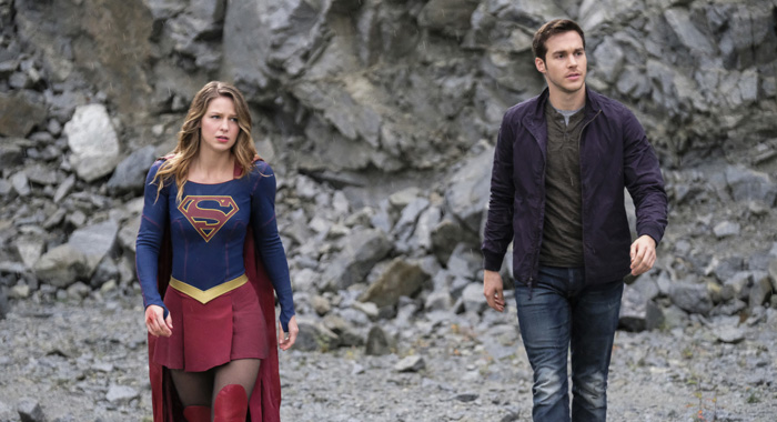 Melissa Benoist as Kara/Supergirl and Chris Wood as Mike/Mon-El (Robert Falconer/The CW)