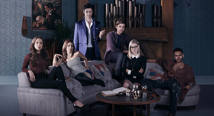The Magicians - Stella Maeve, Summer Bishil as Margo, Hale Appleman, Jason Ralph, Olivia Taylor Dudley, Arjun Gupta (Lorenzo Agius/Syfy)