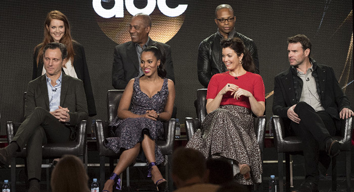 TCA WINTER PRESS TOUR 2017 - "Scandal" Session - The cast and executive producers of "Scandal" addressed the press at Disney | ABC Television Group's Winter Press Tour 2017. (ABC/Image Group LA) TONY GOLDWYN, DARBY STANCHFIELD, JOE MORTON, KERRY WASHINGTON, BELLAMY YOUNG, CORNELIUS SMITH, JR., SCOTT FOLEY