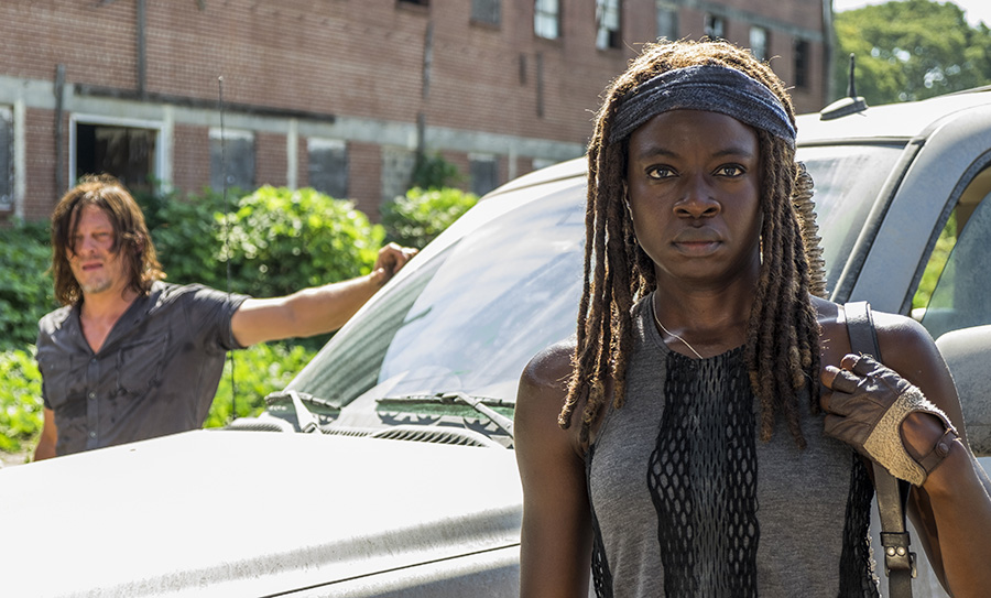 Norman Reedus as Daryl Dixon, Danai Gurira as Michonne in ep709 The Walking Dead (Gene Page/AMC)