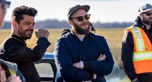 Executive Producer Seth Rogen, Dominic Cooper on set of Preacher (Skip Bolen/AMC)
