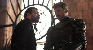 Game of Thrones, s7ep3 - Pilou Asbæk as Euron Greyjoy and Nikolaj Coster-Waldau as Jaime Lannister – Photo: Helen Sloan/HBO