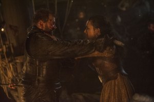 Game of Thrones, season 7: Pilou Asboek as Euron Greyjoy and Keisha Castle-Hughes as Obara Sand – Photo: Helen Sloan/HBO