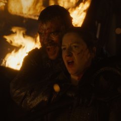 Game of Thrones, season 7: Pilou Asboek as Euron Greyjoy and Gemma Whelan as Yara Greyjoy – Photo: HBO