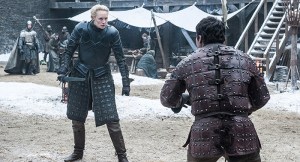 Gwendoline Christie, Daniel Portman, Game of Thrones season 7, episode 1 (Helen Sloan/courtesy of HBO)