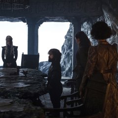 Game of Thrones, season 7:Episode 62 (season 7, episode 2), debut 7/23/17: Emilia Clarke, Peter Dinklage, Gemma Whelan, Indira Varma. photo: Helen Sloan/courtesy of HBO