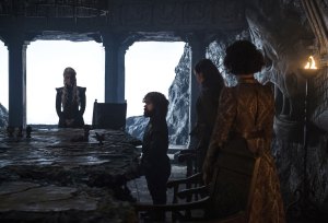 Game of Thrones, season 7:Episode 62 (season 7, episode 2), debut 7/23/17: Emilia Clarke, Peter Dinklage, Gemma Whelan, Indira Varma. photo: Helen Sloan/courtesy of HBO