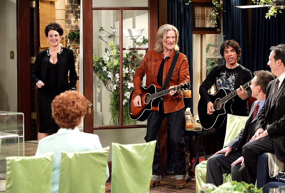 WILL & GRACE, Megan Mullally, Daryl Hall, John Oates, 'The Definition of Marriage', (Season 8, aired February 9, 2006), 1998-2006, photo: Chris Haston / © NBC / Courtesy: Everett Collection