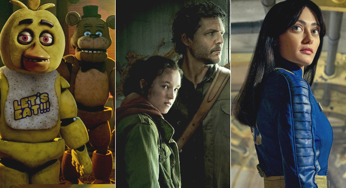 Images from Five Nights at Freddy's, The Last of Us: Season 1, and Fallout: Season 1