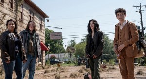 Alexa Mansour as Hope, Aliyah Royale as Iris, Hal Cumpston as Silas, Nicolas Cantu as Elton - The Walking Dead: World Beyond _ Season 1 - Photo Credit: Jojo Whilden/AMC