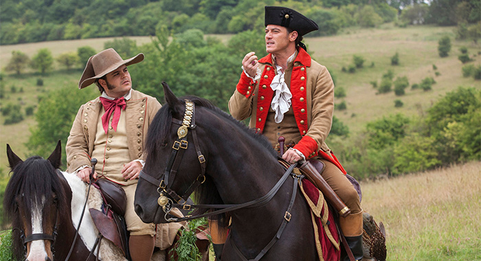 BEAUTY AND THE BEAST, from left: Josh Gad, Luke Evans, 2017. ph: Laurie Sparham /© Walt Disney Pictures /courtesy Everett Collection