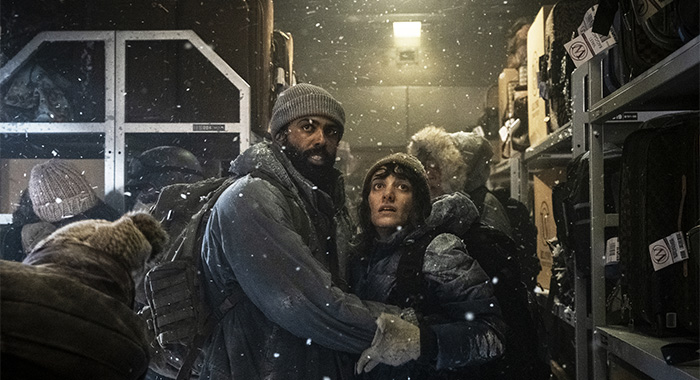 Daveed Diggs and Sheila Vand in Snowpiercer Ep 101