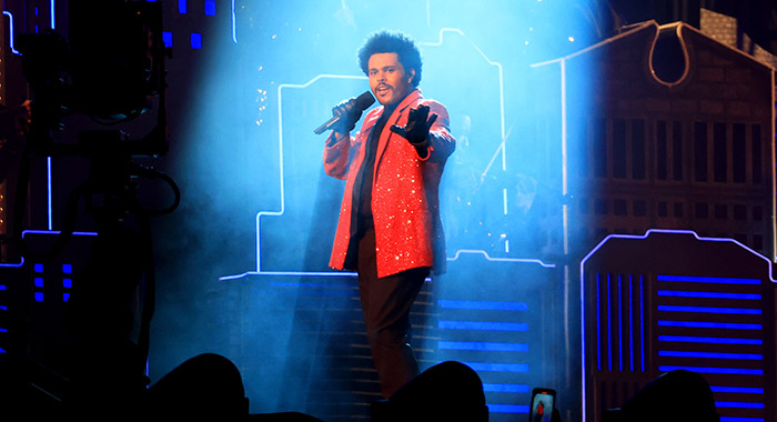 The Weeknd performs during the Super Bowl LV Halftime Show