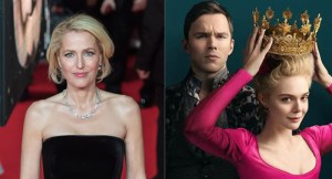 Gillian Anderson and The Great keyart with stars Nicholas Hoult and Elle Fanning