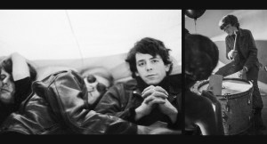 Paul Morrissey, Andy Warhol, Lou Reed and Moe Tucker from archival photography in a split-screen frame from “The Velvet Underground,” now streaming on Apple TV+.