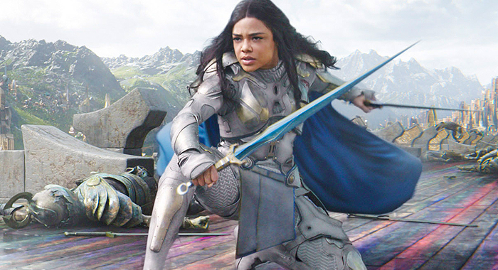 Tessa Thompson as Valkyrie in Thor: Ragnarok