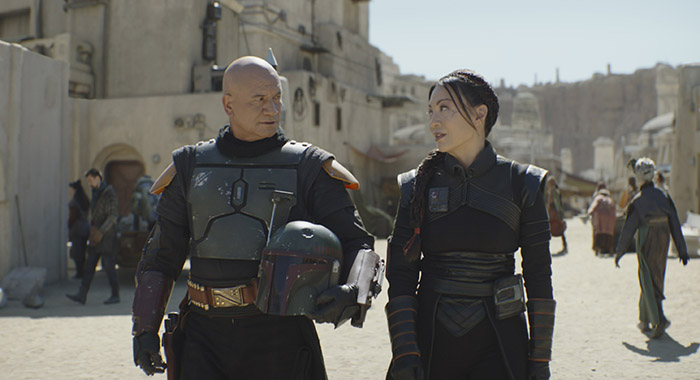 Temuera Morrison and Ming-Na Wen in Lucasfilm's THE BOOK OF BOBA FETT