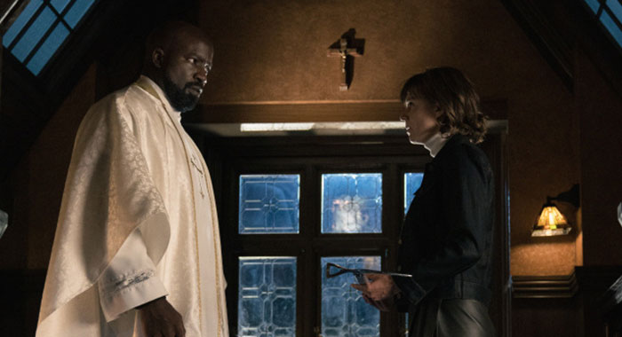 Mike Colter and Katja Herbers in Evil