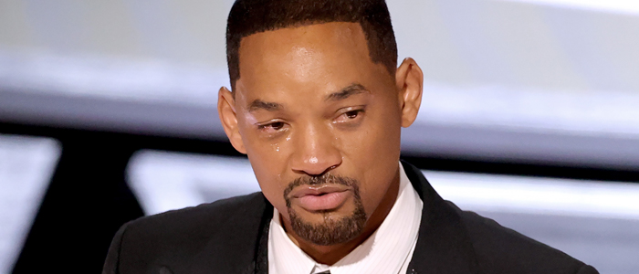 Will Smith tearing up as he accepts his Best Actor Oscar at the 94th Academy Awards