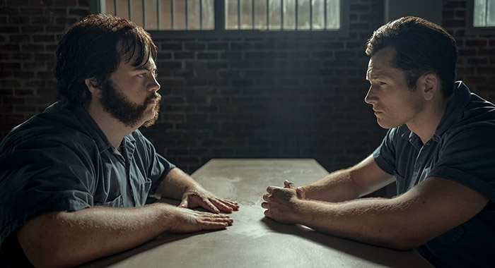 Paul Walter Hauser and Taron Egerton in Black Bird 