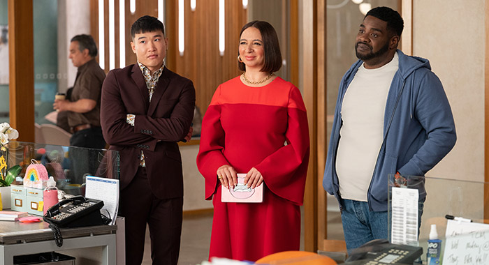 Joel Kim Booster, Maya Rudolph and Ron Funches in Loot