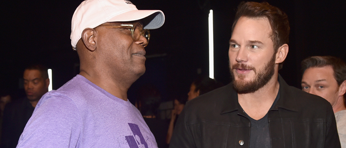 Samuel L. Jackson and Chris Pratt together a CinemaCon in 2018