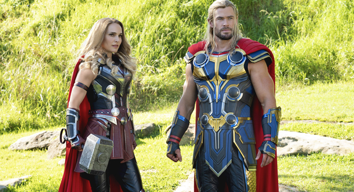 Natalie Portman and Chris Hemsworth in Thor: Love and Thunder