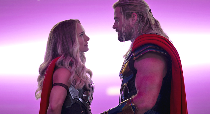 Natalie Portman and Chris Hemsworth in Thor: Love and Thunder