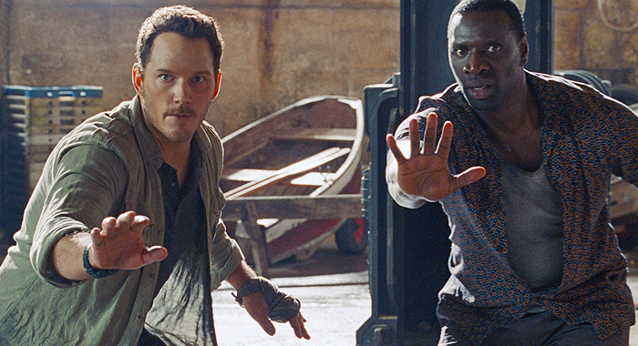 Chris Pratt and Omar Sy in Jurassic World Dominion