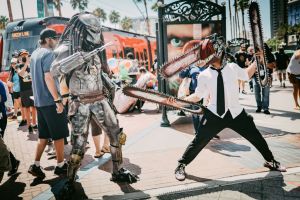 Cosplayer dressed as Predator