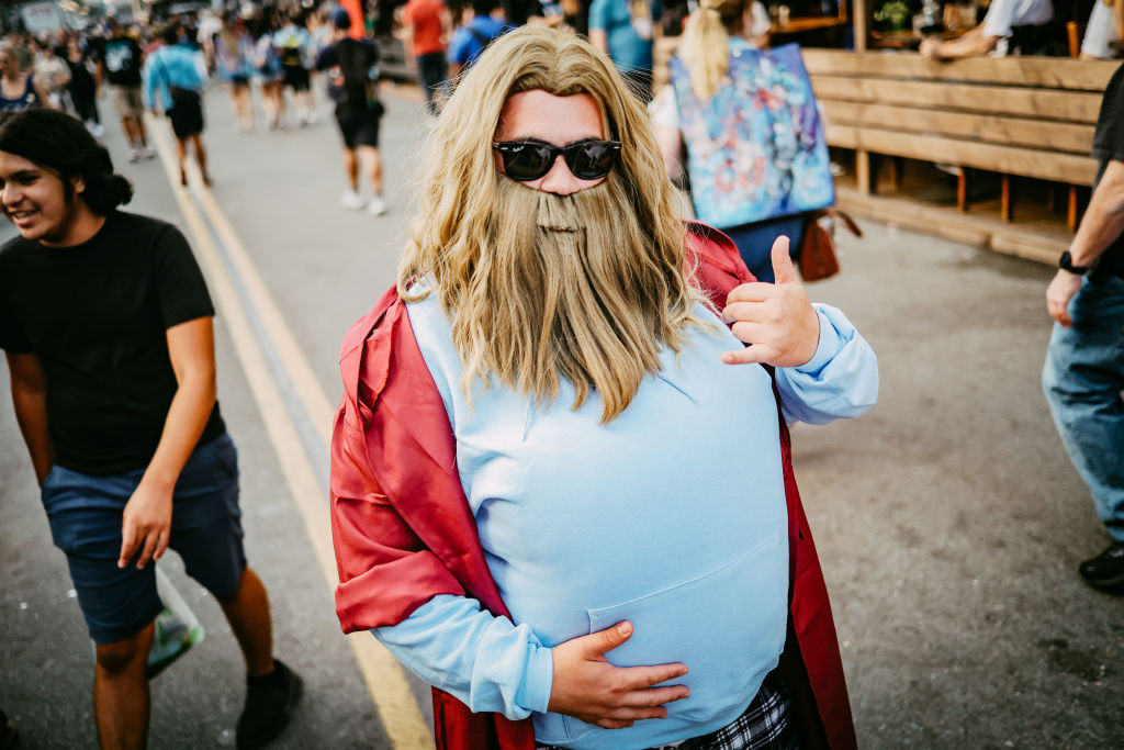 Cosplayer dressed as dad-bod Thor