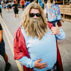 Cosplayer dressed as dad-bod Thor