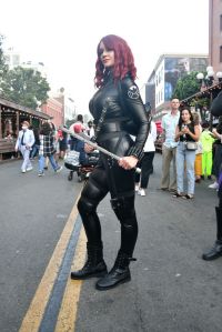 A cosplayer wears a Black Widow costume at 2022 Comic-Con International: San Diego