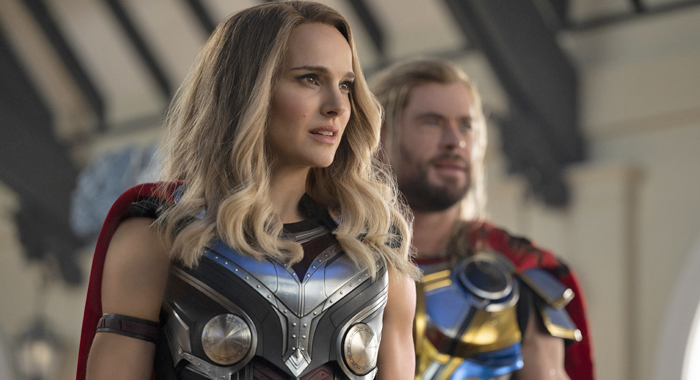 Natalie Portman and Chris Hemsworth in Thor: Love and Thunder