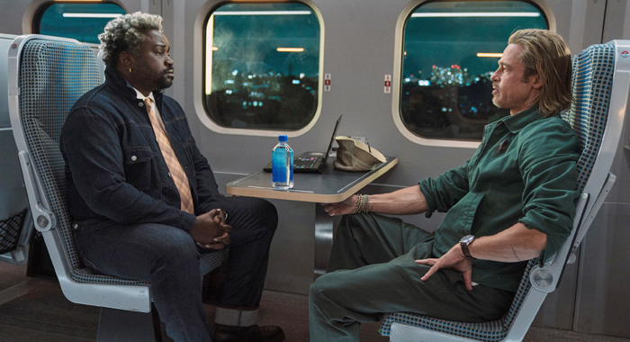 Brian Tyree Henry and Brad Pitt in Bullet Train (2022)