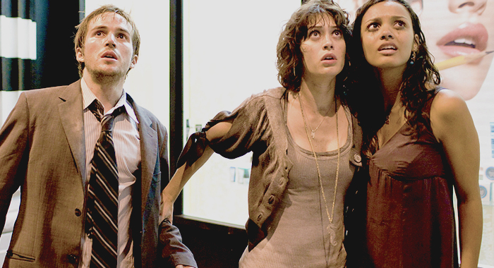 Michael Stahl-David, Lizzy Caplan, and Jessica Lucas in Cloverfield (2008)