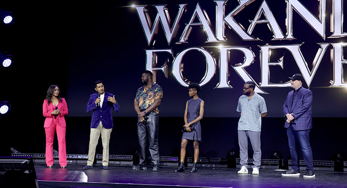 Angela Bassett, Tenoch Huerta, Winston Duke, Letitia Wright, Ryan Coogler, and Kevin Feige for Wakanda Forever