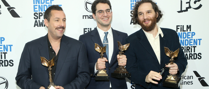 Adam Sandler and the Safdie brothers at the 2020 Film Independent Spirit Awards