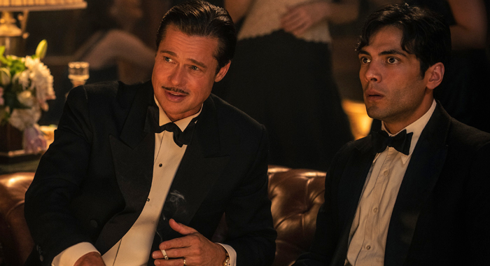 Brad Pitt and Diego Calva in Babylon (2022)