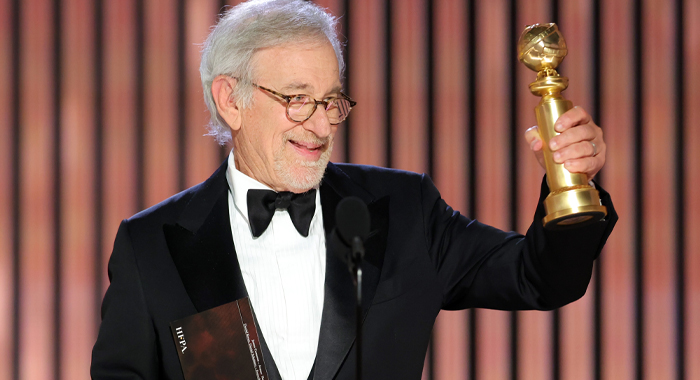 Steven Spielberg accepting the 2023 Golden Globe for Best Director