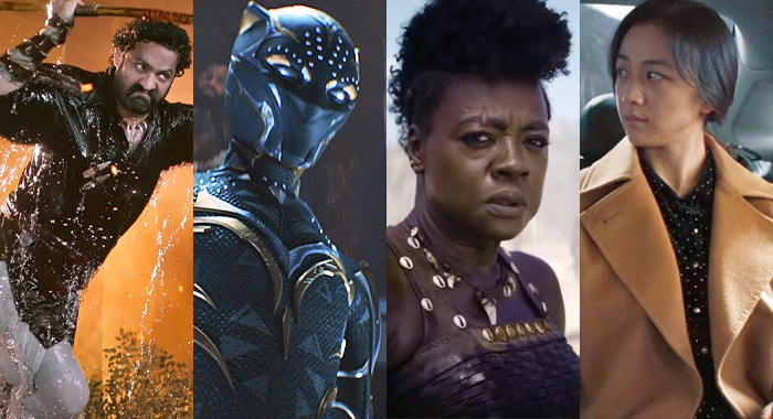 Images from RRR, Black Panther: Wakanda Forever, The Woman King, and Decision to Leave