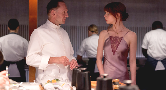 Ralph Fiennes and Anya Taylor-Joy in The Menu